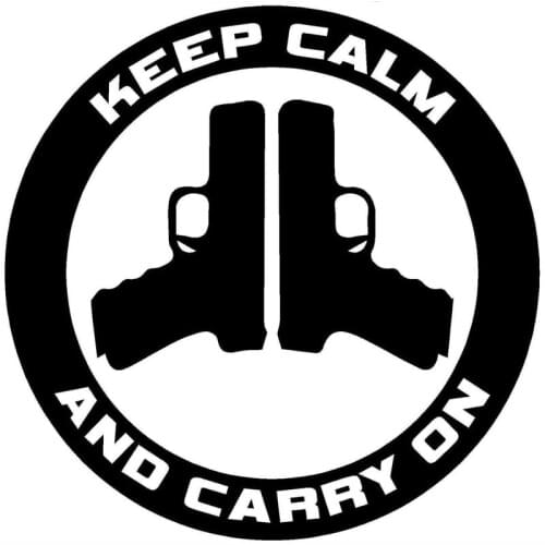 12.7CM*12.7CM Keep Calm and Carry On - Gun Control Decal Car Stickers Reflective Vinyl Styling Black Sliver C8-1028