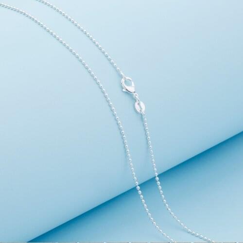 16-30 925 Sterling Silver Color Link Beads Ball Chain Necklace Long Necklaces Womens Mens Jewelry 2MM 1/5Pcs