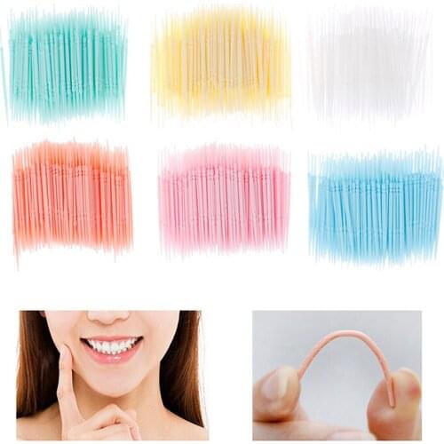 200pcs Double-headed Dental Brush Teeth Sticks Floss Pick Toothpick Tooth Clean