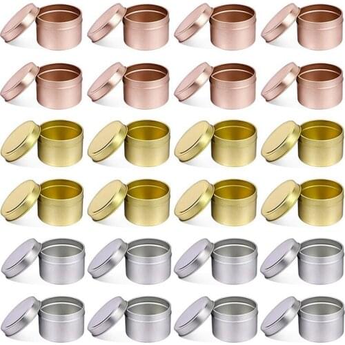 HOT-24 Pcs Candle Tins, 4 Oz Metal Candle Containers for Candle ,for Making Candles, Arts Crafts(Silver, Gold, Rose Gold)