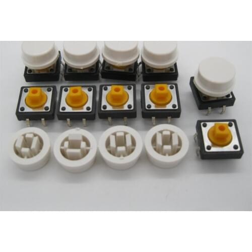 25PCS B3F-4055 Tactile Touch Push Button Switch Momentary 12*12*7.3MM tact Micro switch button +25PCS white colors Tact Cap