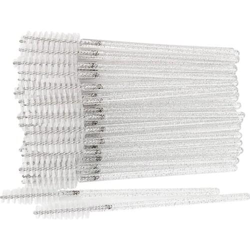 500 pcs crystal eyelash mascara stick disposable eyelash brush for extension makeup brush applicator tool kit, white