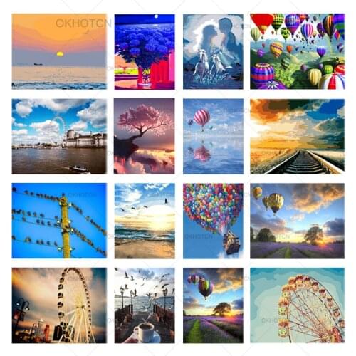 Landscape Full Square/Round Diamond Painting Ferris Wheel City View 5D Diamond Embroidery Mosaic Cross Stitch Home Decor Gift