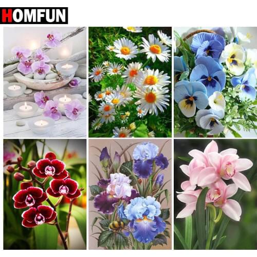 HOMFUN Diamond Embroidery "candle flower scenery" Pattern DIY 5D Diamond Painting Needlework Cross Stitch Full Drill Painting