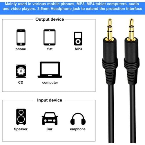 1.5 M 3.5 Audio Cable Black Male To Male AV Cable Speaker Connector For Mobile Phones MP3 MP4 Computer Speaker Connector Adapte