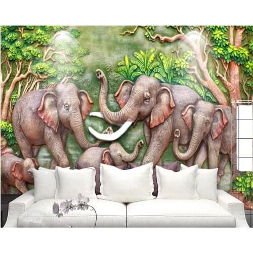 Beibehang New Chinese interior wall paper high elephant embossed fresh three-dimensional background papel de parede 3d wallpaper