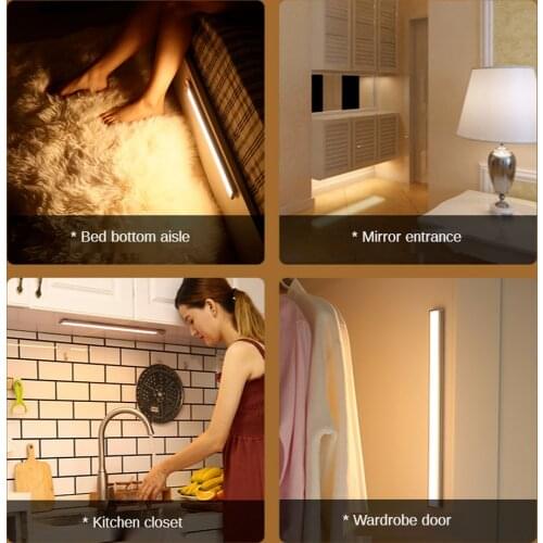 Wireless Under Cabinet Light PIR Motion Sensor Night Lamp USB Rechargeable Closet Light For Kitchen Wardrobe Cupboard Lighting