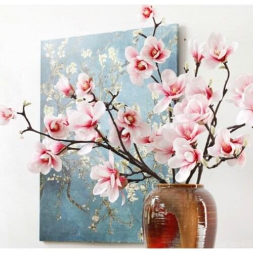 HI-Q 3D Colors Decorative Magnolia Flower Real Touch 7 Heads Big Size Silk Orchid For Wedding Home Decoration Gift Floral