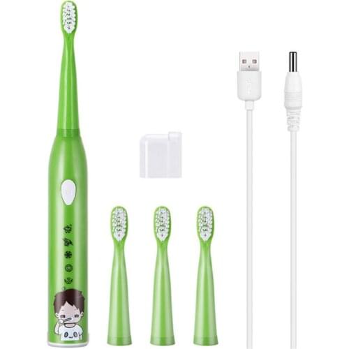 Childrens Toothbrush Cartoon Sonic Electric Toothbrush Oral Hygiene Teeth Care Tooth Brush Kids USB Rechargeable With 4 Heads