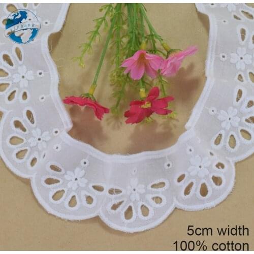 5cm Width Cotton Embroidey White Lace Sewing Ribbon Guipure African Lace Fabric Trim Wedding DIY Garment Accessories#4249