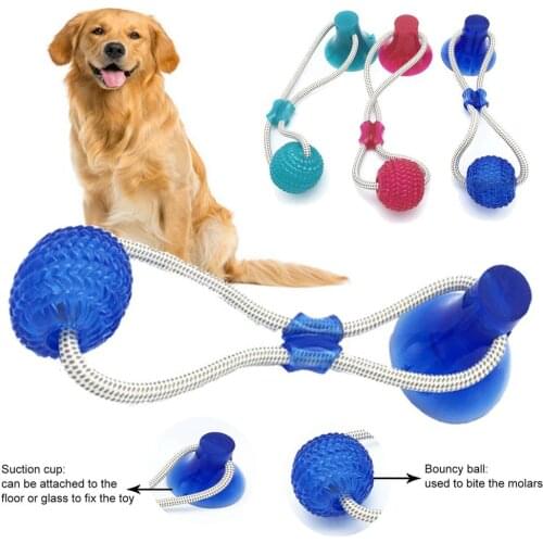 Dog Cats Dogs Interactive Suction Cup Push TPR Ball Toys Elastic Ropes Pet Tooth Cleaning Chewing Playing IQ Treat Puppy Toys