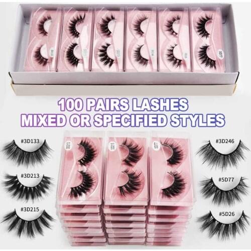 Wholesale Mink Eyelashes 10/20/30/50/100 Pairs Faux 3d Mink Lashes Natural False Eyelashes Messy Fake Eyelashes Makeup Lashes