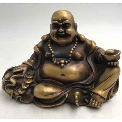 China brass archaize maitreya Buddha crafts statue