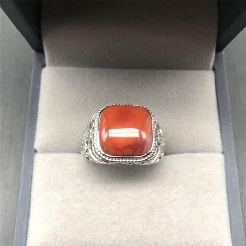 Natural Yunnan red agte ring with 925 sterling silver women men jade rings jade jewelry ring brand jadeite jade rings