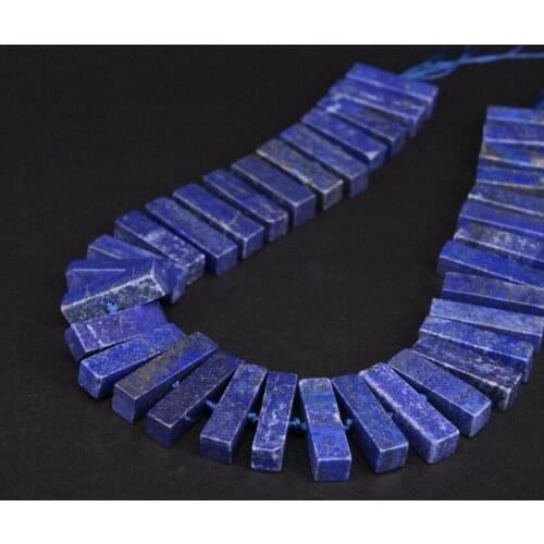 15.5"strand Center Drilled Lapis Lazuli Rectangular Solid Stick Loose Beads,Natural Lapis Slice Nugget Pendants Necklace Jewelry