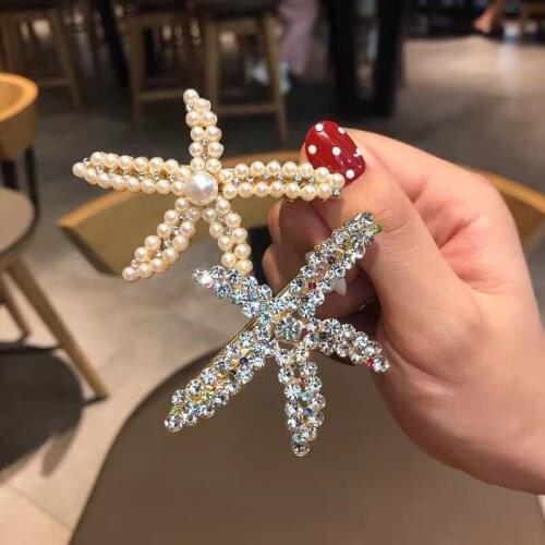 MISANANRYNE Crystal Pearl Starfish Hairpin Bling Rhinestones Hairclip For Women Girls Party Star Hair Barrette Accessories 2020