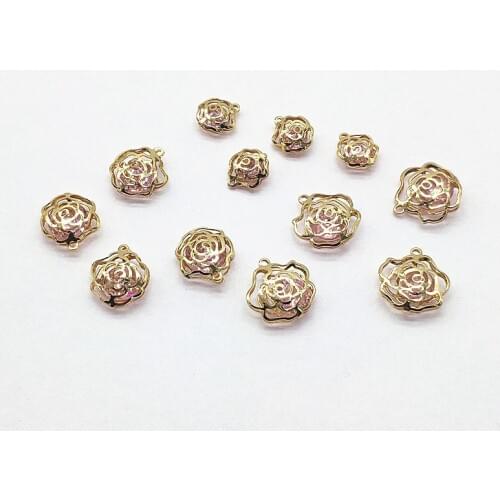 New arrival! 50pcs Copper/Cubic Zirconia Flower charm for Jewelry accessories Earrings DIY parts,hand Made Earring Making