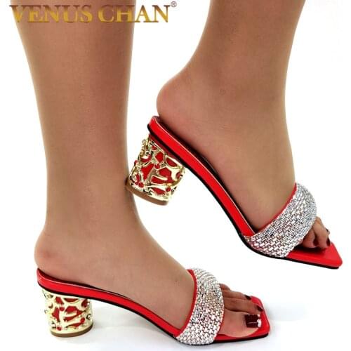 New style Italian party high heels decorated with big rhinestone womens shoes sexy ladies high heels open toe shoes design