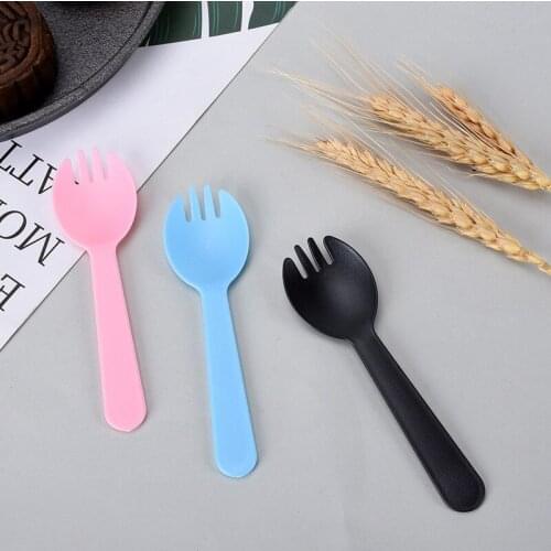 Disposable Plastic Spoons Forks Cake Ice Cream Salad Fruit Dessert Soup Tea Coffee Party Cake Baking shop Supplies