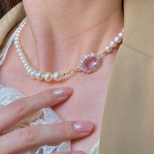 Huge Bud CZ Pendant Pearl Necklace For Women Imitation Pearls Choker Necklaces Trendy Vintage Jewelry Wedding Accessories Gifts