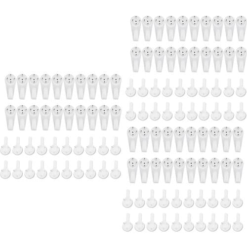 60pcs Plastic Photo Picture Frame Nail Painting Frame Mirror Clock Wall Hanging Nail Hook Hanger for Hard Wall Concrete Brick