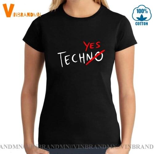 Casual Thunderdome Hardcore Techno And Gabber Women Latest Design New Fashion Funny TechNo or TechYes Short Sleeves T shirt