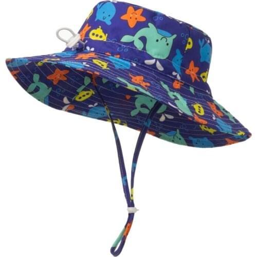Cartoon Print Girls Boys Fisherman Hats Summer New Fashion Beach Sun Hats Windproof Cotton Children Accessories Supplies