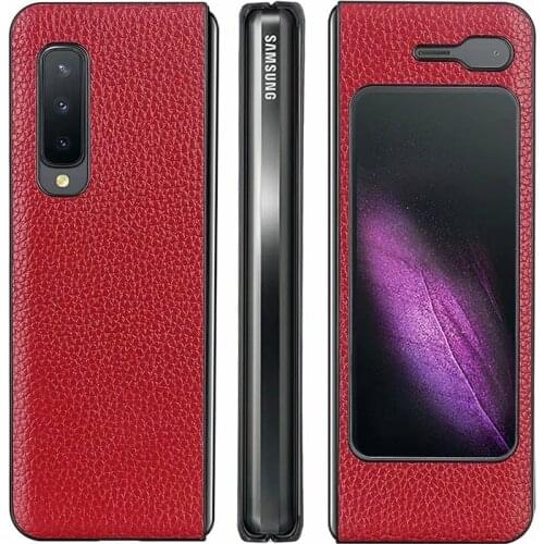 Fold Funda Case for Samsung Galaxy Fold W20 5G Genuine Leather Litchi Grain Coque Mobile phone case Cover Galaxy Fold 4G 5G Capa