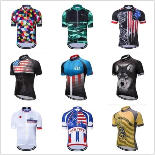 USA cycling jersey Mens Bike jerseys Short sleeve summer Pro Road MTB Maillot Ciclismo Bicycle Tops T-shirts Breathable