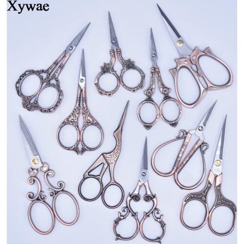 Antique Copper Vintage Scissors Stainless Steel Cutting Scissors Retro Zakka Needlework Sewing Scissors Embroidery Thread Cutter
