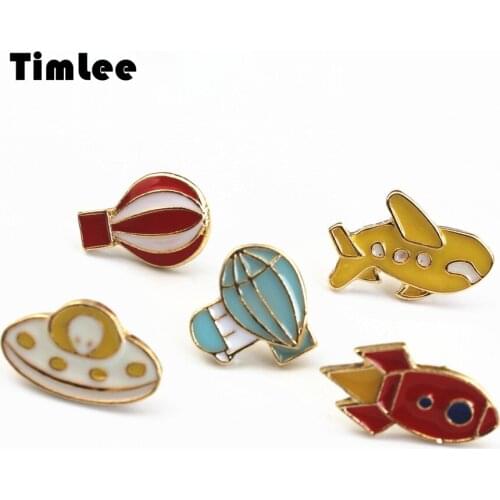 Timlee X019 Free shipping Cute Hot air balloon Rocket Airplane Brooch Pins,Fashion Jewelry Wholesale