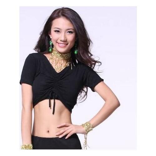New arrival cotton belly dance top momen V-neck short sleeves belly dance tops sexy top 11colors