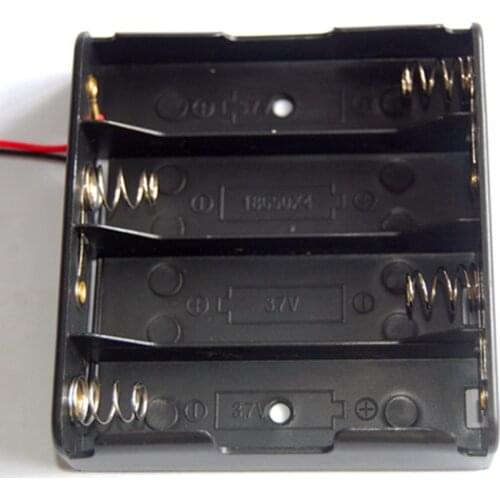 High quality New Battery Storage Case Plastic 4 x 18650 Box Holder Black With 150mm Wire Leads 10pcs/lot