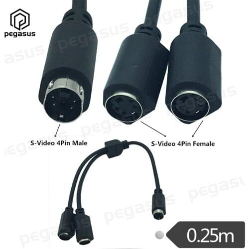 0.25 Meters Y Shape Adapter Splitter S-Video 4 Pin 2*Female to Male MD4P AV Copper Cable