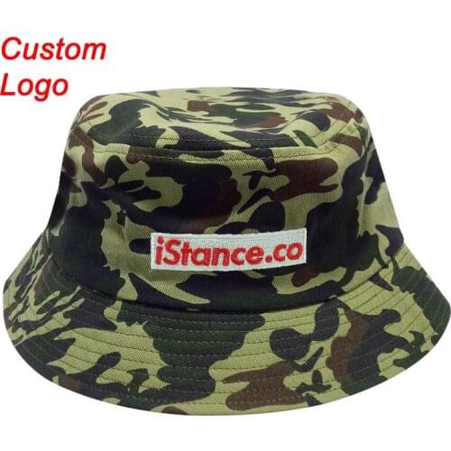 Customize logo fishing cap camo army color fisherman farmer travel sun cap 100% cotton OEM color fashional custom bucket hat