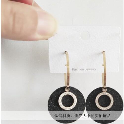 Fashion Black beads Simple Earrings For Women Titanium Steel Rose Gold Female Dangle Earrings