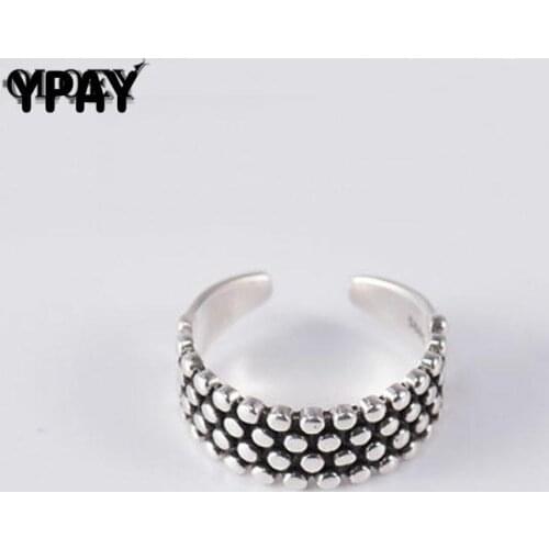 YPAY Vintage Adjustable Finger Ring For Man Woman 100% Real 925 Sterling Silver Open Toe Rings Fine Jewelry Wholesale YMR296