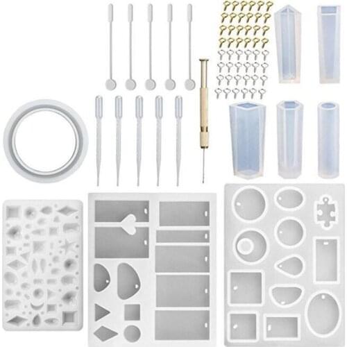 DIY Bracelet Pendant Epoxy Mold Set Crystal Silicone Mold with Dropper Stirring Rod Claw Nails