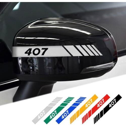 2Pcs Colorful Car Stickers Rearview Mirror Reflective Tape Car Accessories Exterior Reflective Strip for Peugeot 407 car styling