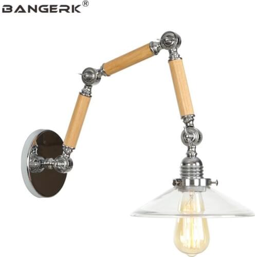 Nordic Long Arm LED Wall Lamp Loft Edison Sconces Glass Modern Adjust Flexible Wall Lights For Home Decor Lighting Wandlamp