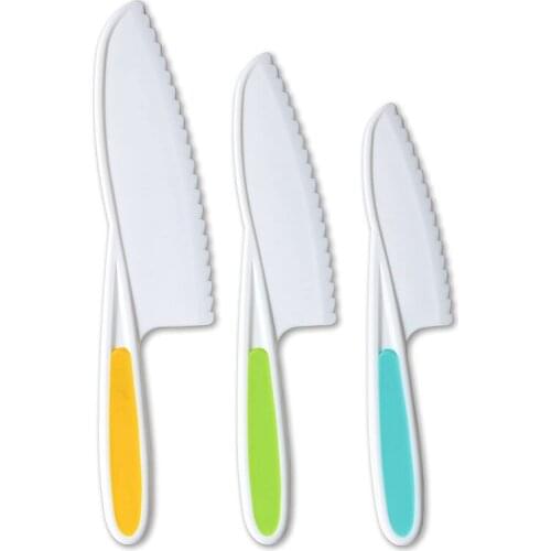 Knives for Kids 3-Piece Nylon Kitchen Baking Knife Set,Childrens Cooking Knives Firm Grip, Serrated Edges