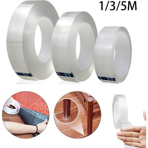 1/3/5M Nano Transparent Magic Tape Double-sides Adhesive Tape Sticker Traceless PU Waterproof Electical Tape For Home Repair