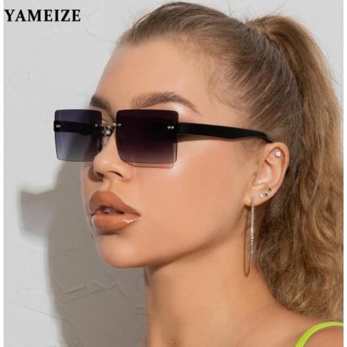 Steampunk Square Sunglasses Women Classic Rimless Glasses Vintage Sunglasses Fashion 2021 Trend Driving Goggles Oculos De Sol
