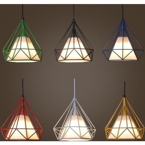 Modern cage pendant lights iron minimalist retro Scandinavian loft pyramid kitchen pendant lamp metal Hanging Lamp E27 Indoor