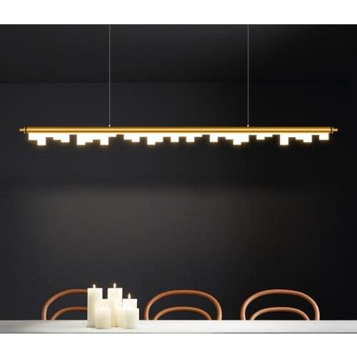 Nordic style LED modern minimalist atmosphere living room lamp new creative light luxury bedroom dining room long chandelier