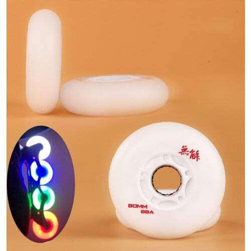 JK LUMINOUS LED Flash Inline Skate Wheels 88A Hardness LED Lighting Rollers Slalom Sliding Patines Tires Good As SEBA Wheels