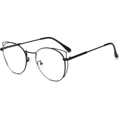 Personality Cats Eye Women Metal Frames Can Be Matched Myopia Lens Female Ladies Flat Student Glasses Factory Direct Sale