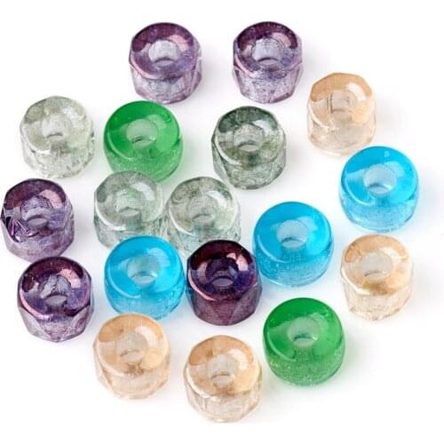 10pcs Clear Faceted Czech Glass Beads 8-9mm Rainbow Plated Column Loose Spacer Beads for Jewelry Making DIY Bracelet Necklace