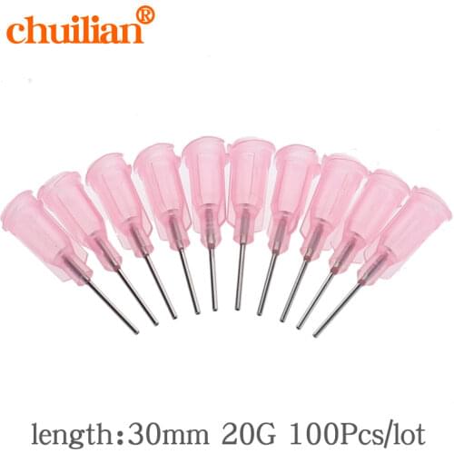 100Pc/lot 20G x 30mm Precision passivated S.S. Dispense Tip with PP Safetylok hub, glue dispenser needles