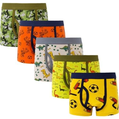 5pcs/set Kids Boys Underwear Cartoon Cotton Childrens Shorts Panties Stripes Teenager
